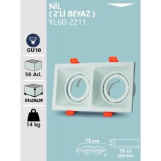 NİL DEKORATİF KARE 2'Li BEYAZ KASA